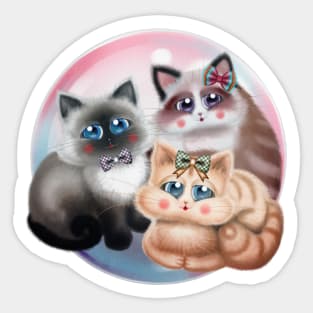 Cute Cats with Bows Sticker